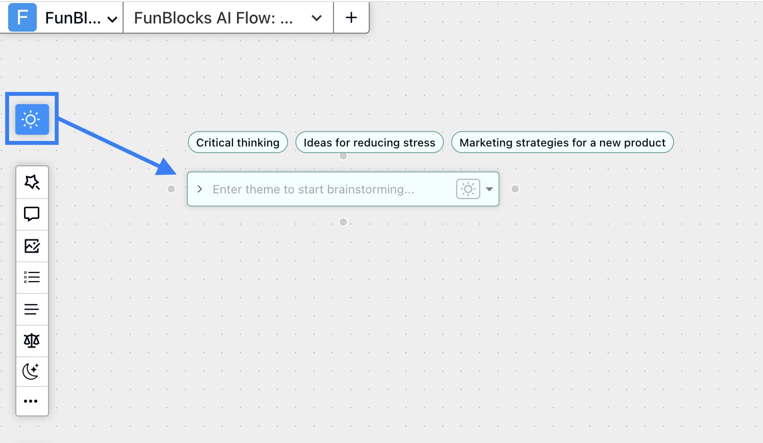 FunBlocks AIFlow Brainstorming tool