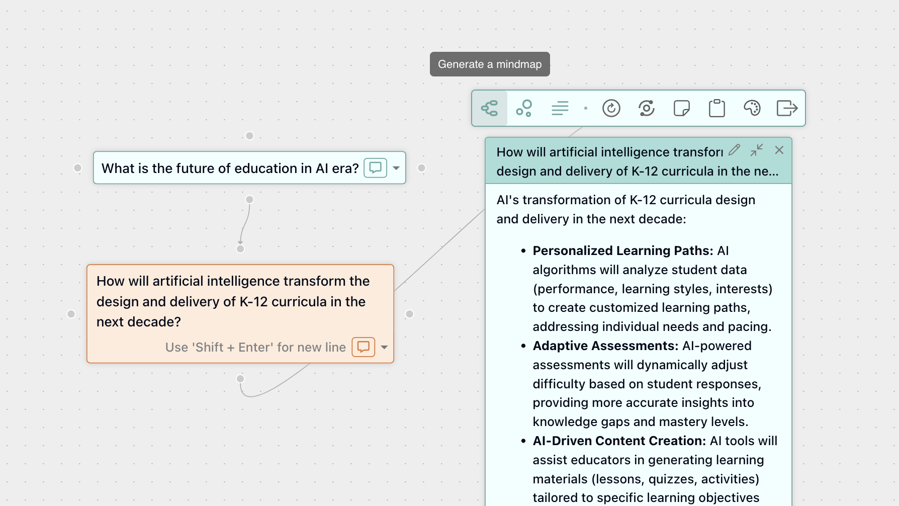 FunBlocks AIFlow node mind map generator