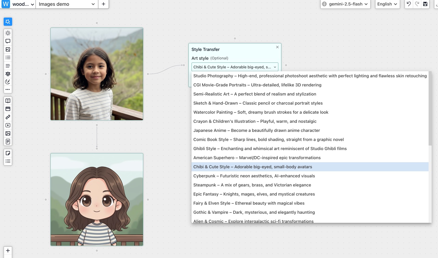 FunBlocks AIFlow style transfer