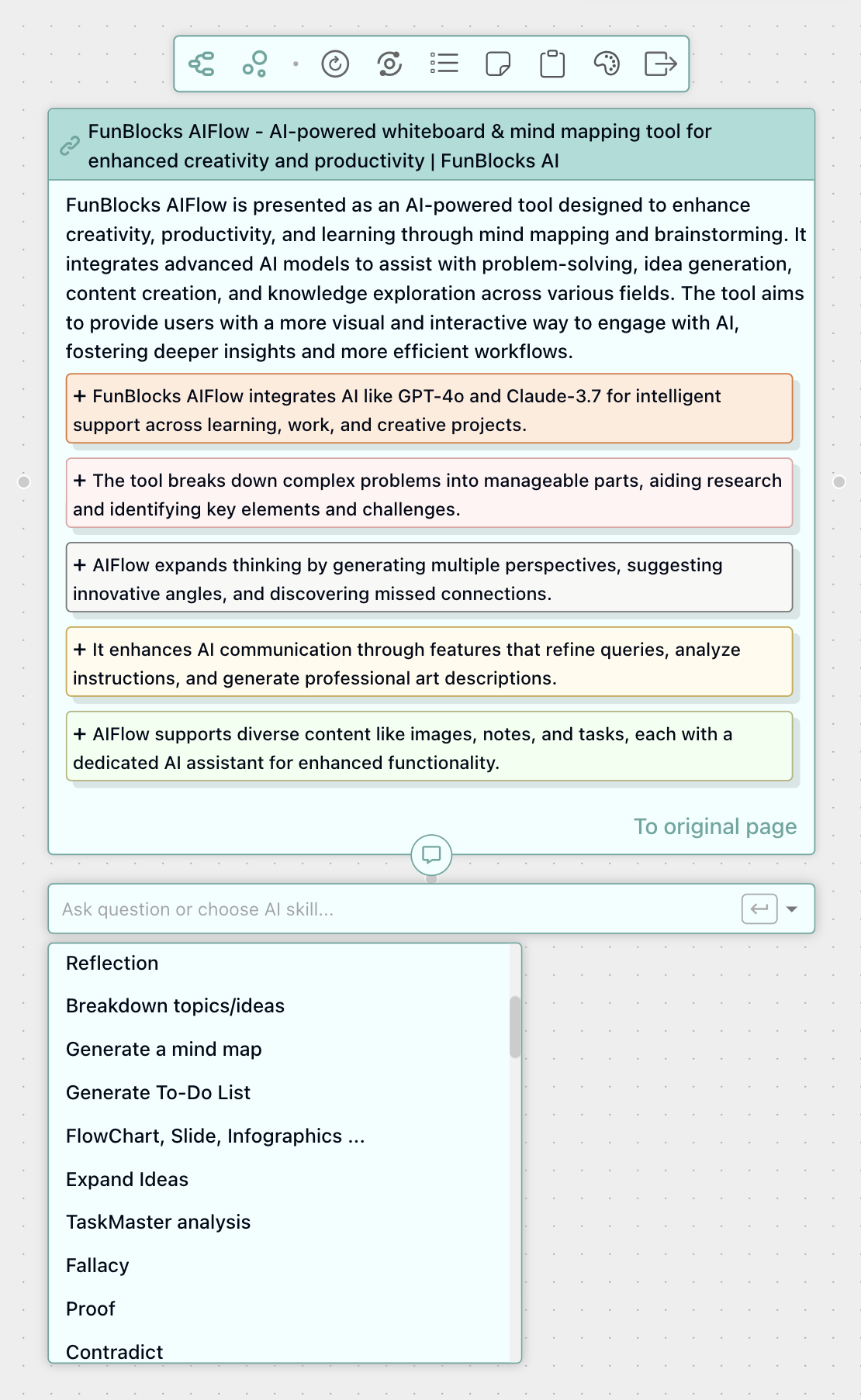 FunBlocks AIFlow offers a suite of specialized tools designed to enhance critical thinking skills