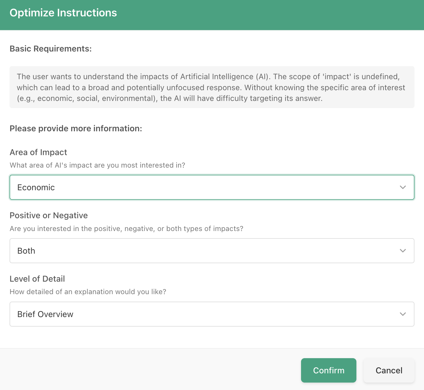 FunBlocks AI Prompt Optimizer question optimization dynamic form interface